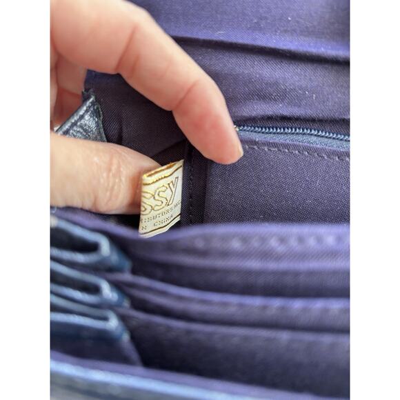 Vintage Sassy Navy Blue Small Purse Clutch Handbag Envelope W/ Bow 70's 80's - Picture 10 of 10